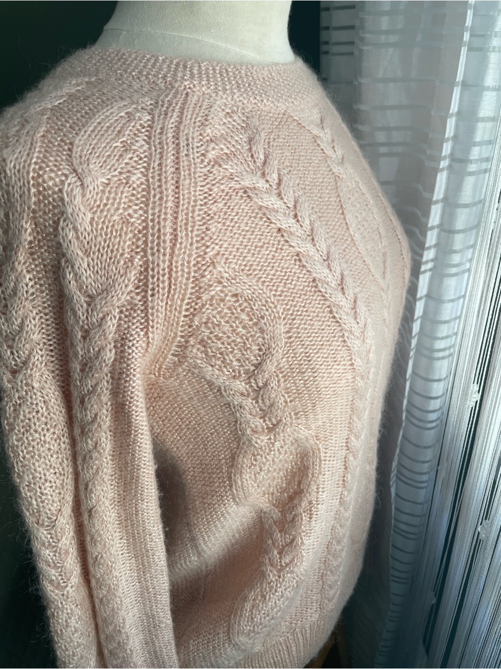 H&M Pale Pink Mohair Blend Cable Knit Sweater - Size S - Picture 10 of 10